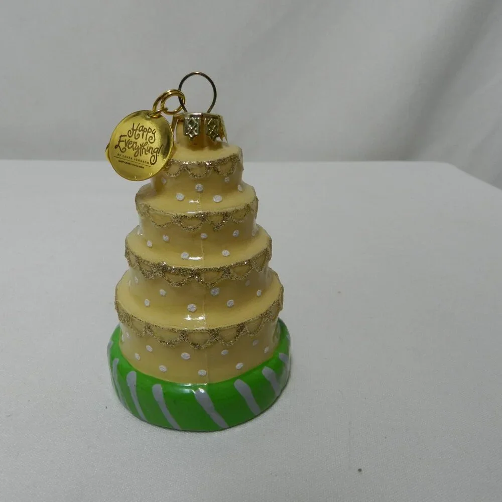 Coton Colors Happy Everything Just Married Wedding Christmas Tree Ornament glass